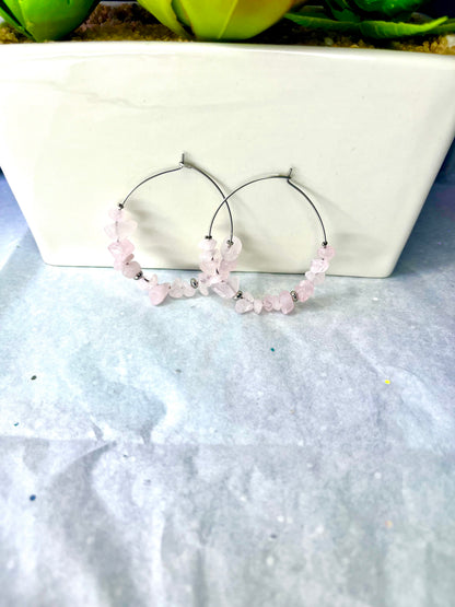 Boucle d’oreille Quartz Rose