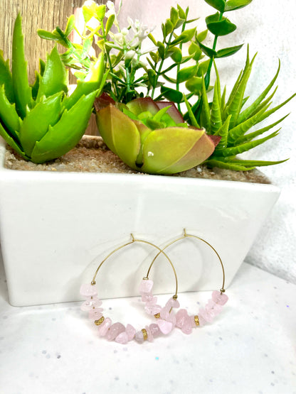 Boucle d’oreille Quartz Rose